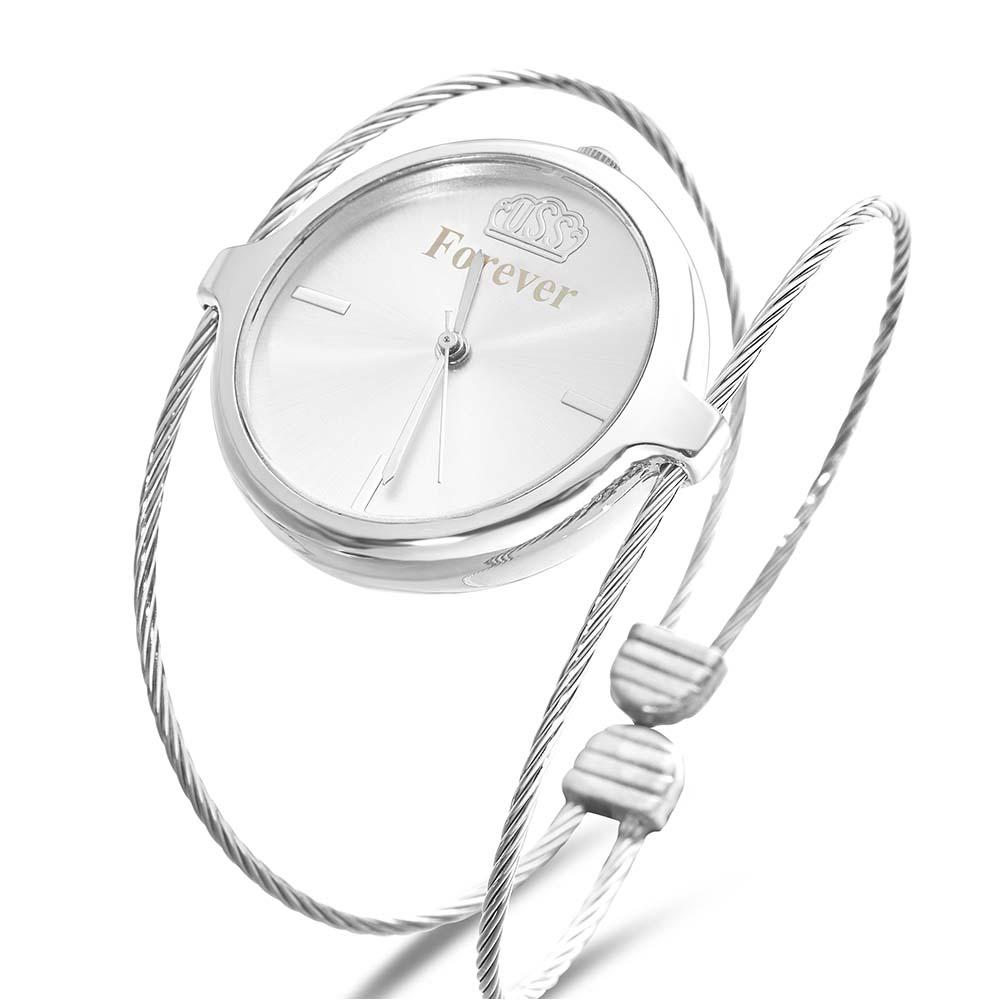 Engraved Female Watch Luxury Ladies Bracelet Watch For Her