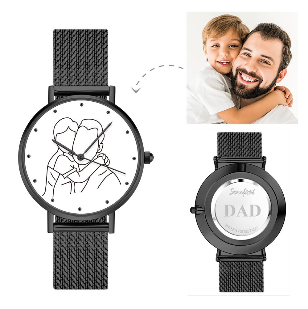 Custom Photo Watch 36mm Engraved Alloy Bracelet Gift Father's Day Gift For Dad