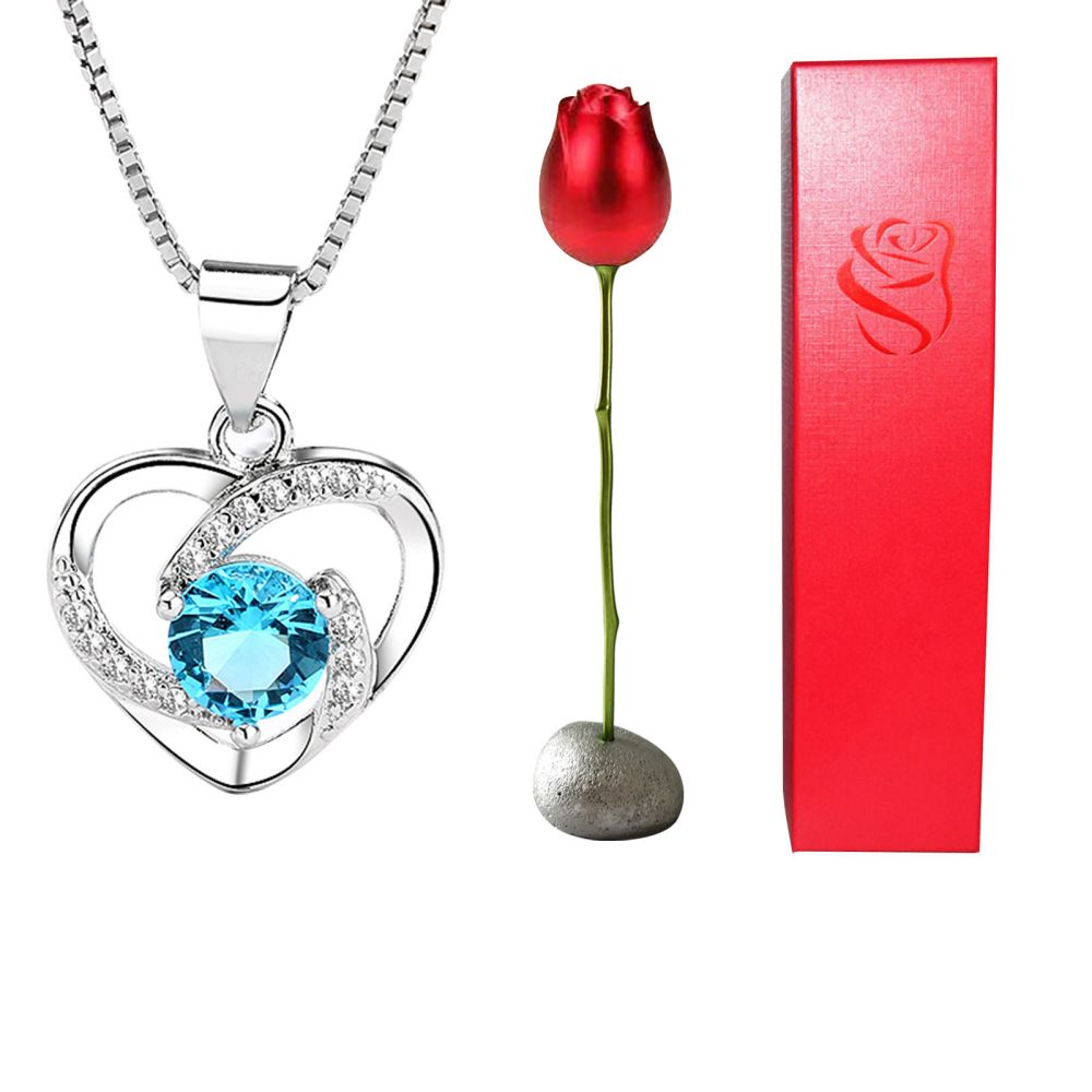 Rose Gift box With Heart Necklace Rose Shaped Necklace Gift Box Jewellery Gift Box Gifts for Her
