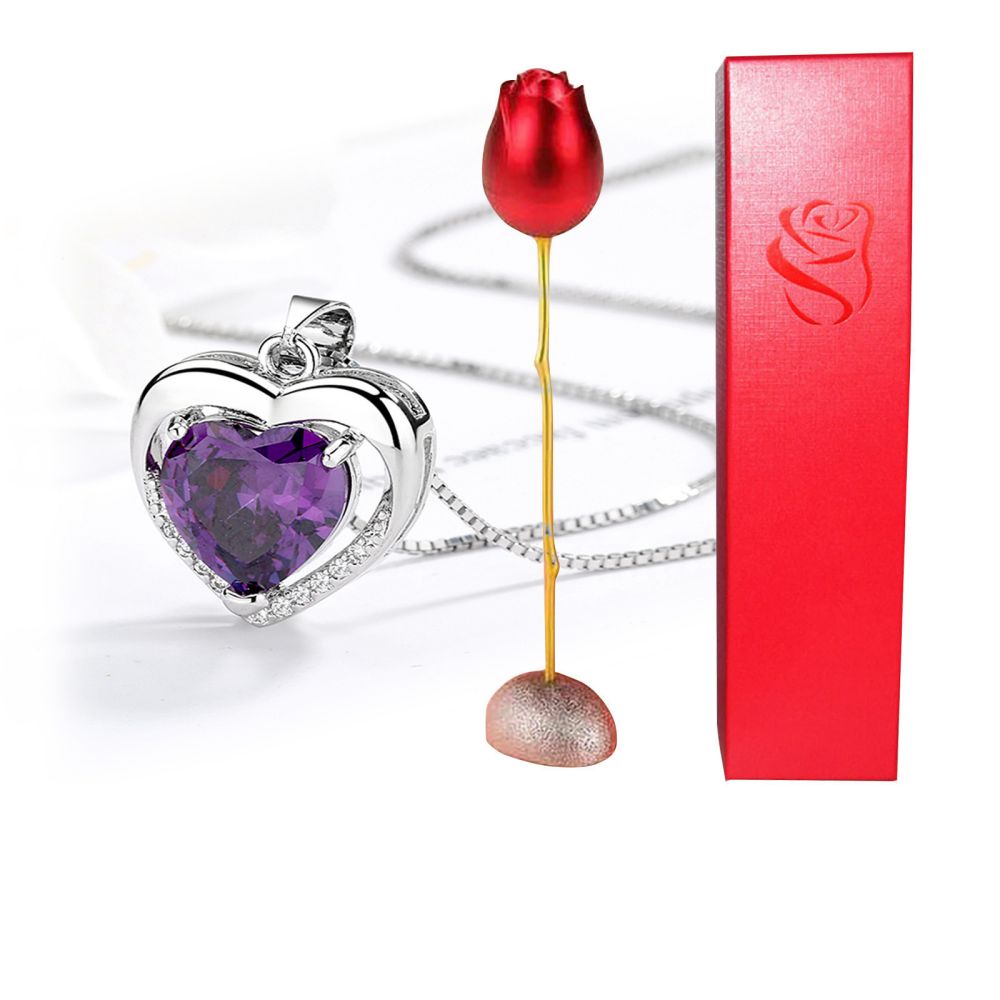 Rose Gift box With Heart Necklace Rose Shaped Necklace Gift Box Jewellery Gift Box Gifts for Her
