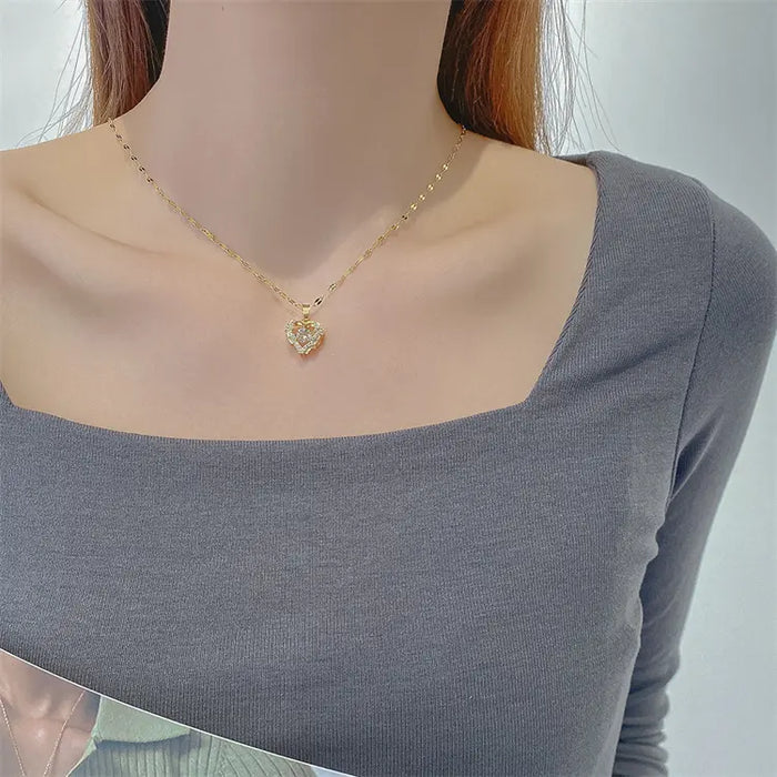 Love Heart Necklace Elegant Wing Diamond Gift