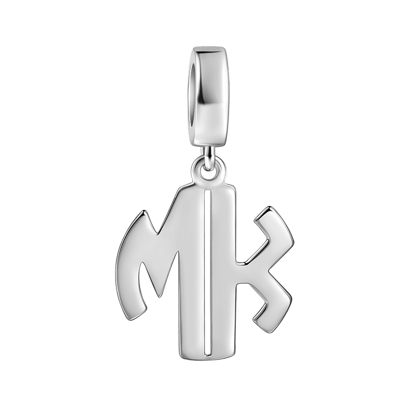 Personalized Two Letter Charm Pendant Silver
