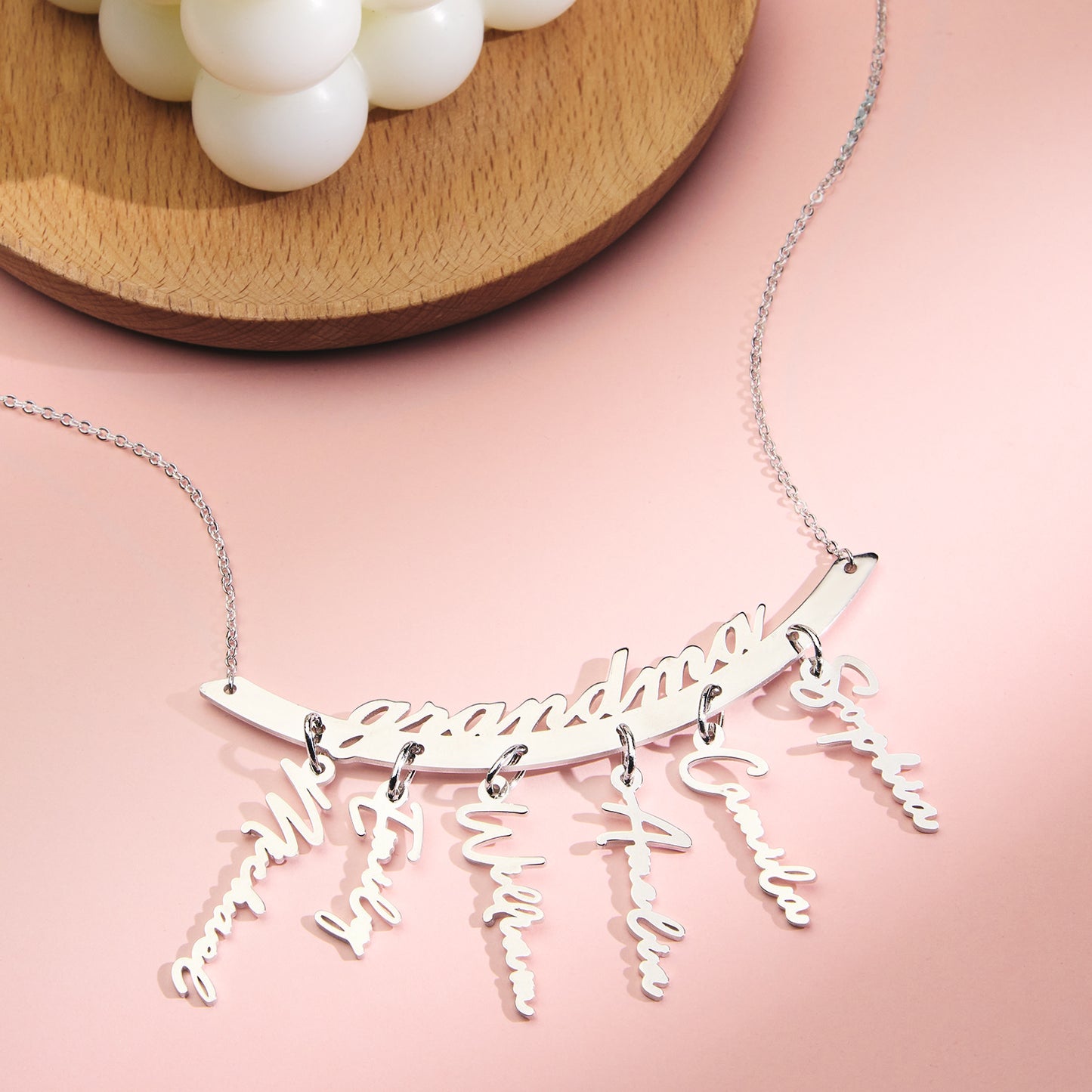 Custom Name Necklace Hanging Family Necklace with 1-7 Names Pendants Gift for Grandma Mother's Day Gifts