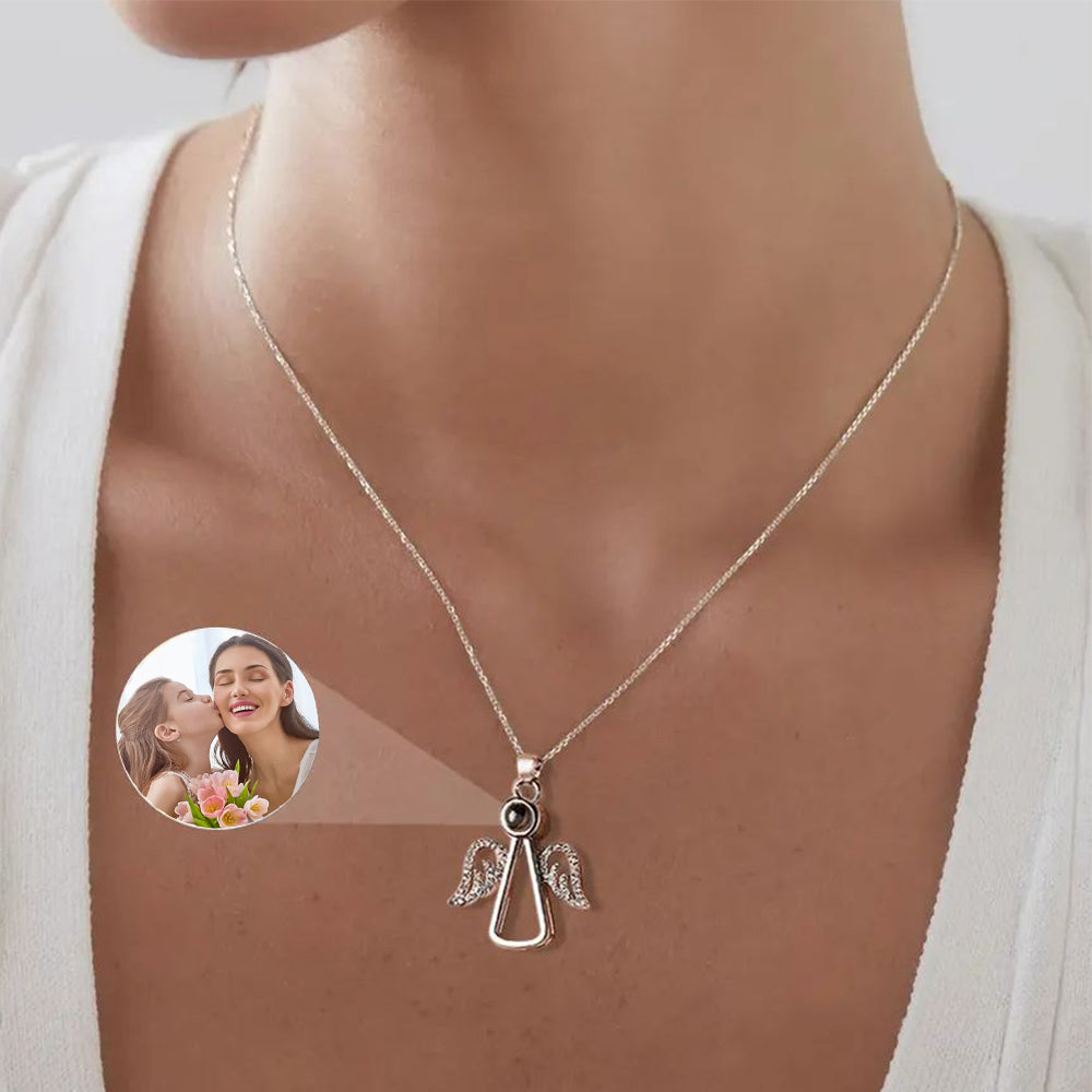 Angel Photo Necklace Personalised Projection Necklace Mother's Day Gifts
