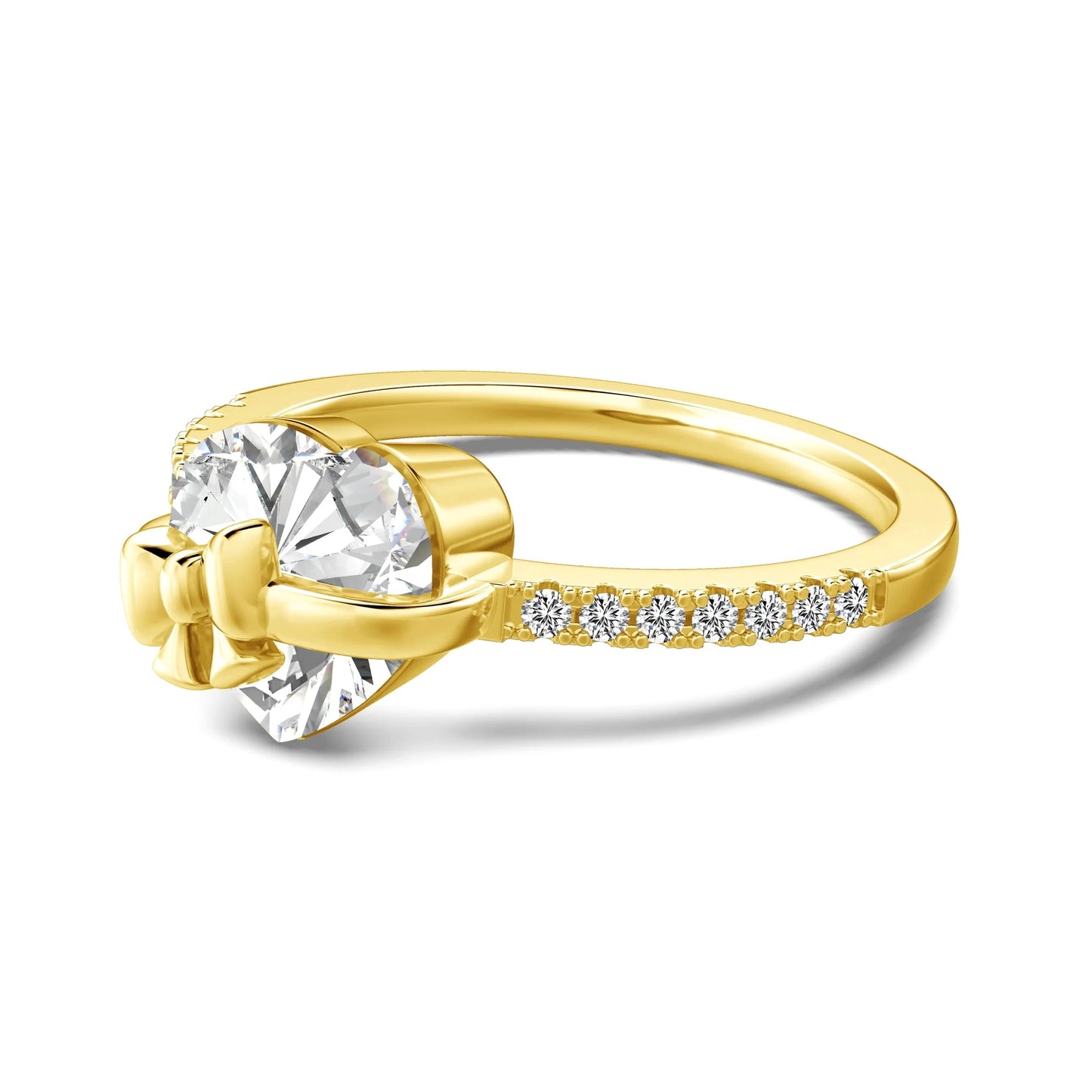 Heart Bow Ring Sterling Silver Ring Zircon Ring Gift For Her