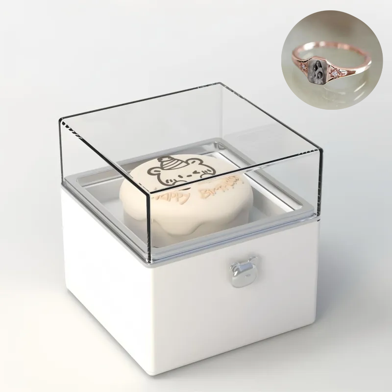 Magical Bear Cake Ring Box With Personalized Birthstone Ring Surprise Gift Birthday Gift