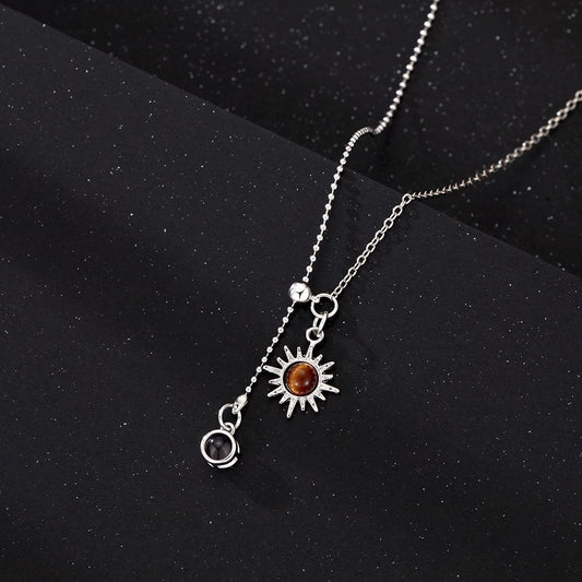 Personalized Sun Photo Necklace Projection Gem Necklace Anniversary Gifts for Her