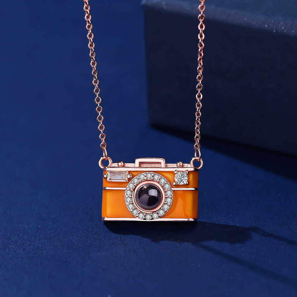 Personalized Photo Necklace I Love You 100 Languages Projection Gem Camera Necklace Anniversary Gifts for Her