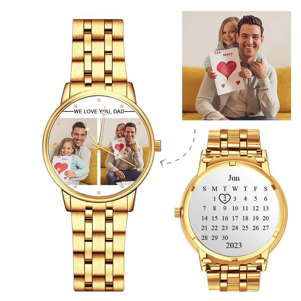 Custom Engraved Photo Watch Personalized Engraved Picture Watch Father's Day Gifts For Dad