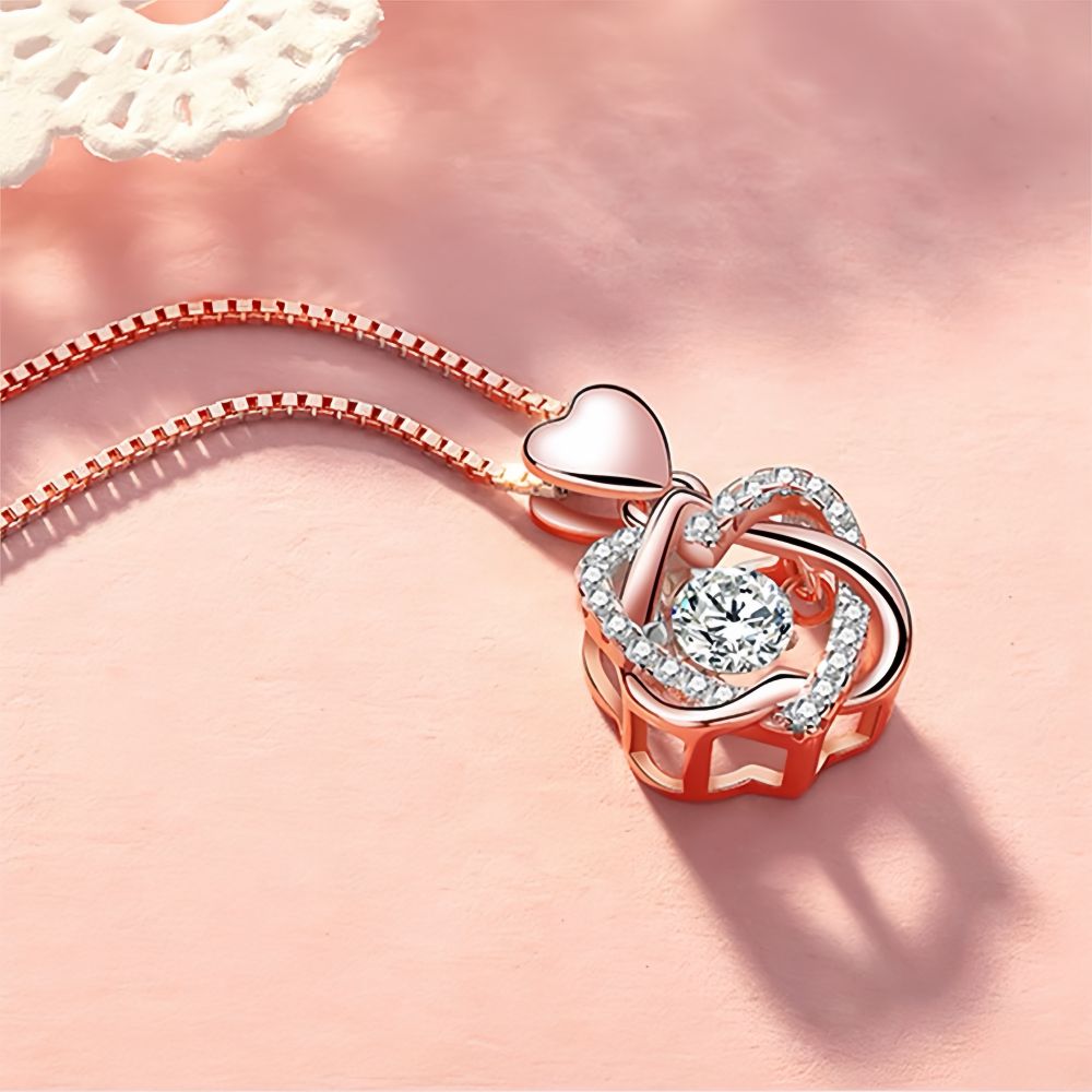 Rose Gift box With Heart Necklace Rose Shaped Necklace Gift Box Jewellery Gift Box Gifts for Her