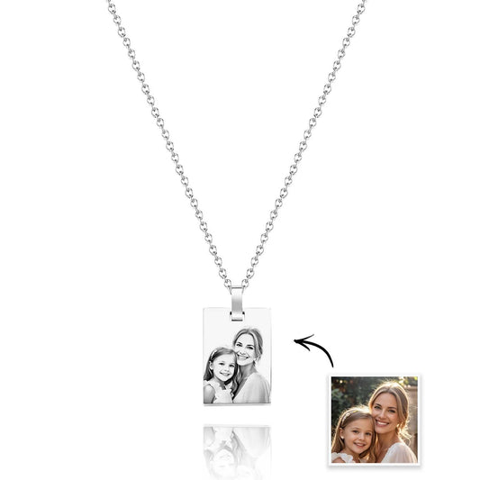 Custom Photo Necklace Shadow Engraved Necklace Mother's Day Gifts