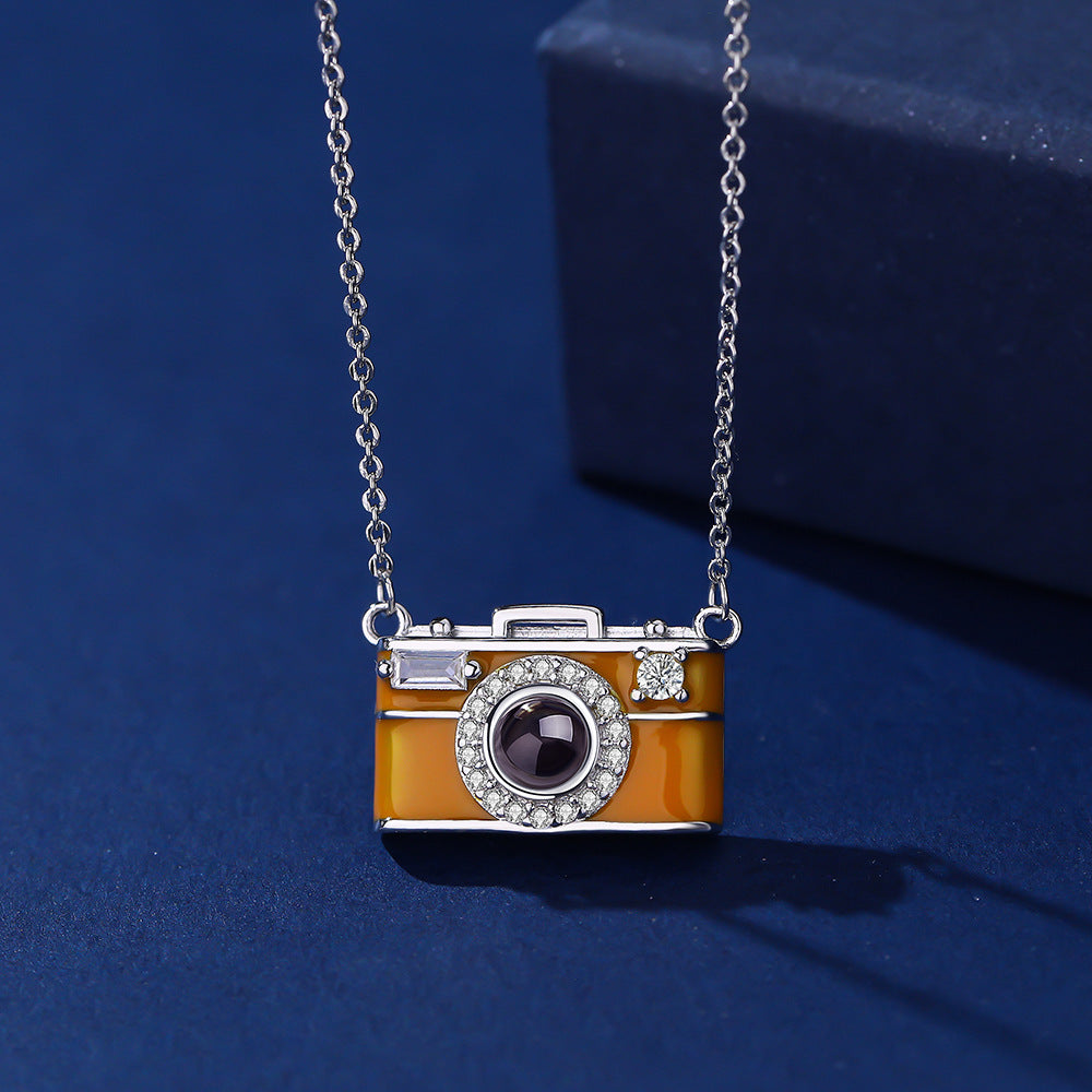 Personalized Photo Necklace I Love You 100 Languages Projection Gem Camera Necklace Anniversary Gifts for Her