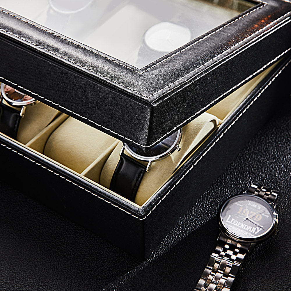 Personalized Watch Box - Holds 12 Watches, Watch Case, Watch Organizer, Watch Storage, Engraved, Monogram, Custom Designs
