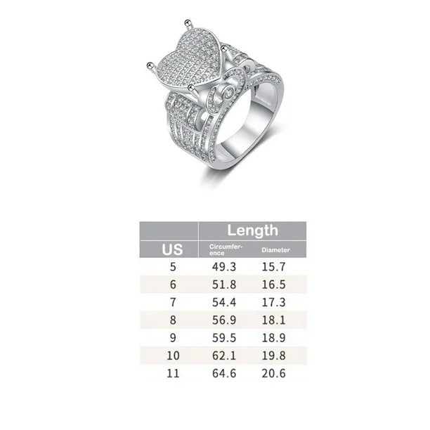 Heart Cluster Engagement Love Ring Gift For Lover