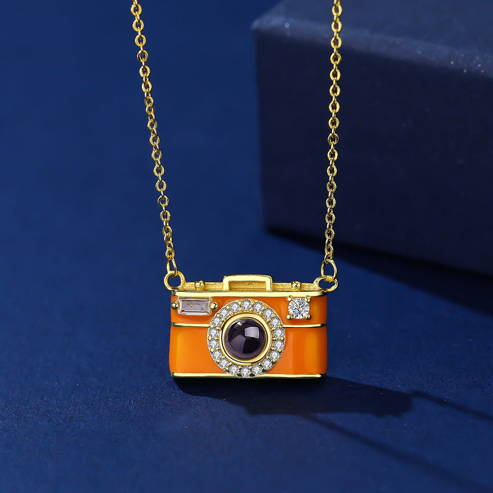 Personalized Photo Necklace I Love You 100 Languages Projection Gem Camera Necklace Anniversary Gifts for Her