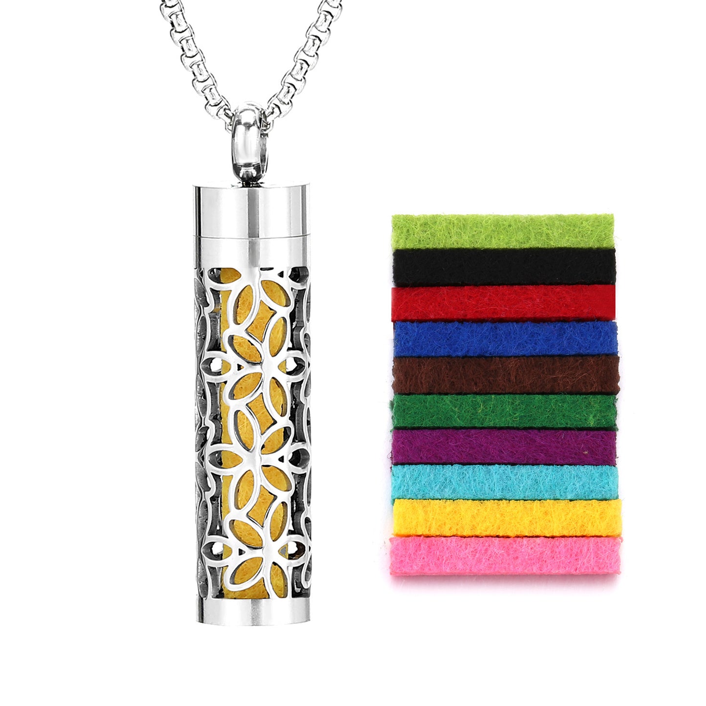 Perfume Diffuser Necklace Essential Oil Aromatherapy Stainless Steel Necklace Vertical Fragrance Pendant Necklace