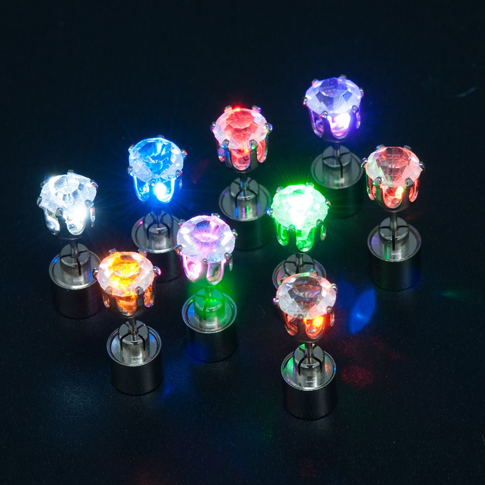 LED Colorful Luminous Earrings Flashing Light up Stud Accessories for Party