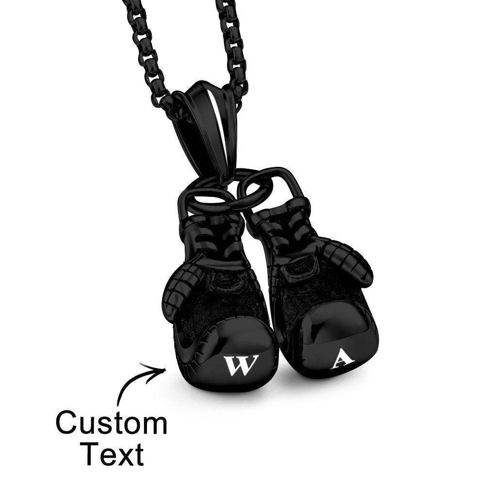 Custom Engraved Necklace Hip Hop Boxing Gloves Gift for Him