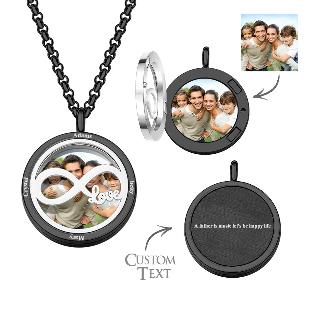 Custom Photo Engraved Locket Necklace Simple Men's Gift