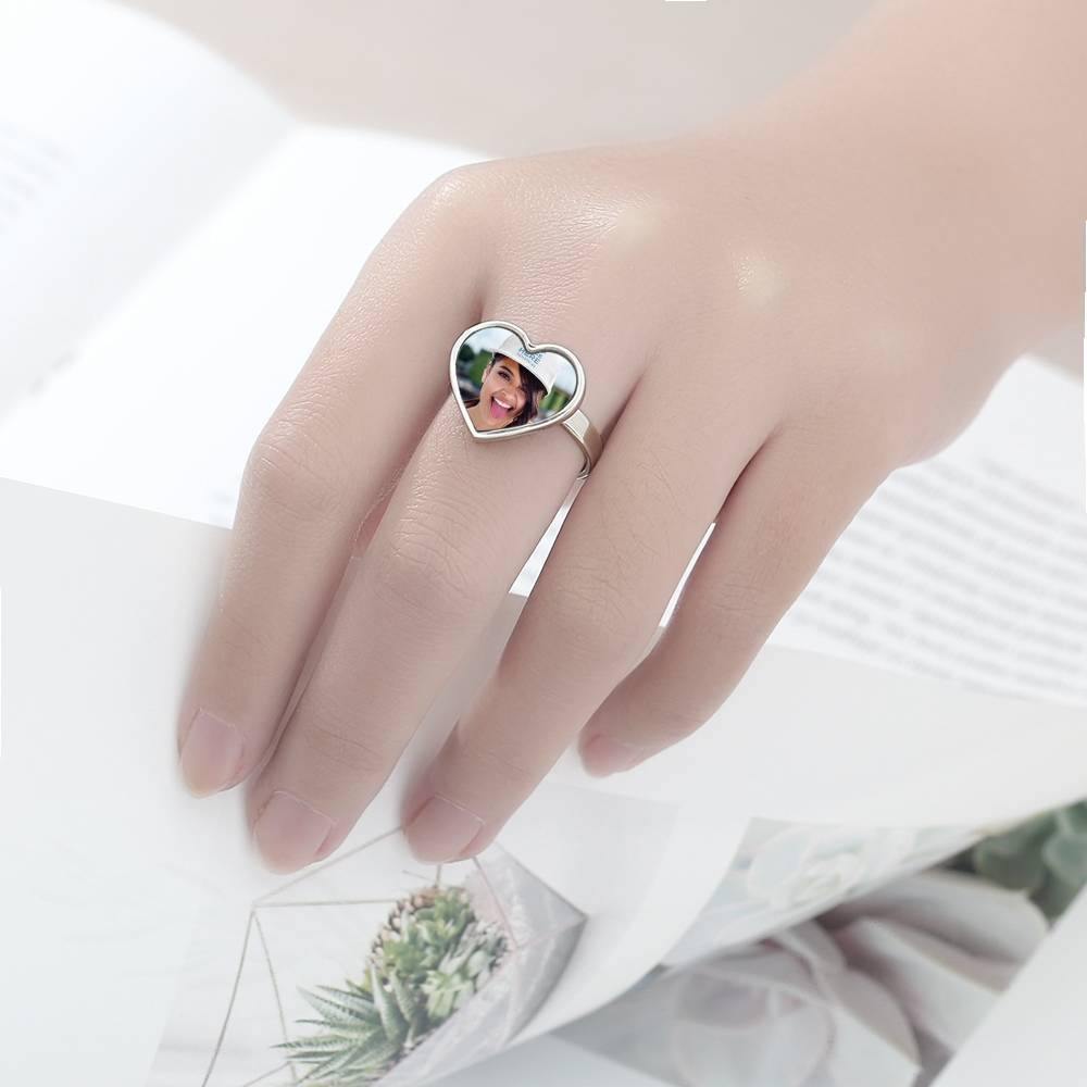Photo Engraved Ring Heart-shaped Best Friend