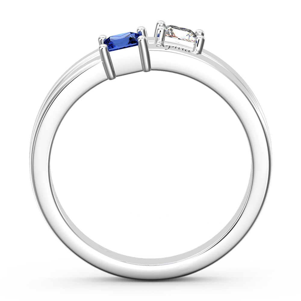 Personalized Birthstone Promise Ring with Engraving Silver
