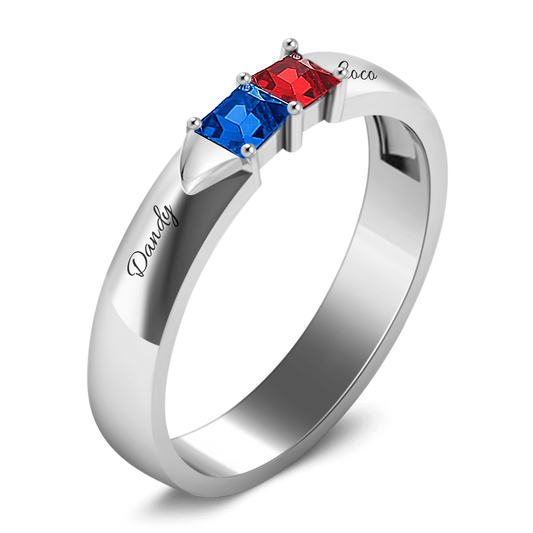 Personalised Birthstone with Engraving Silver