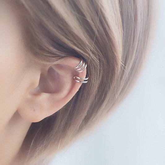 Silver Double Layers Ear Bone Clip