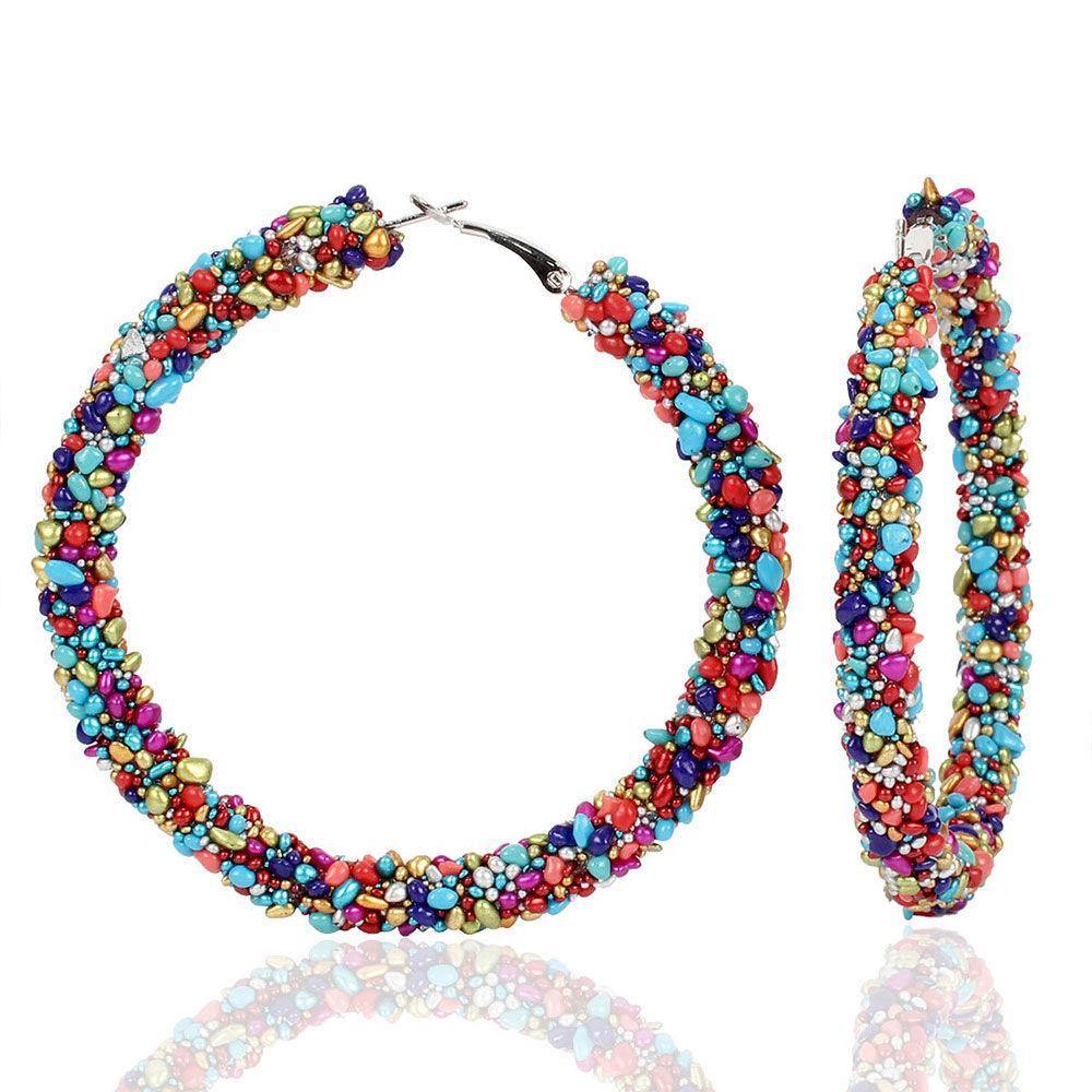 Ethnic Earrings Colorful Zircon