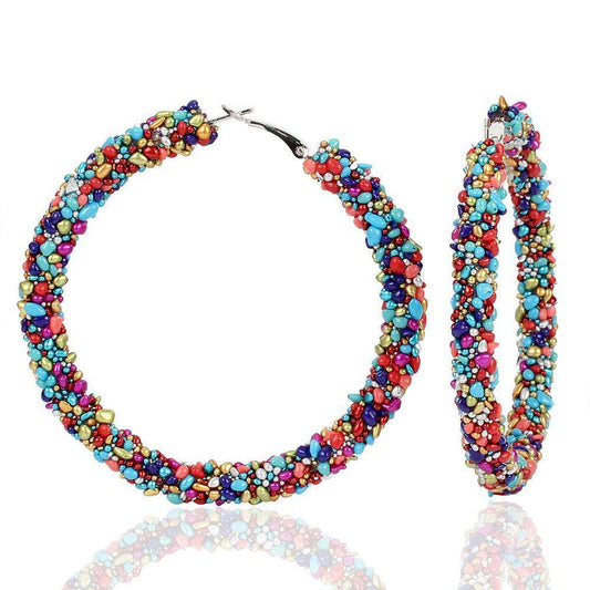 Ethnic Earrings Colorful Zircon