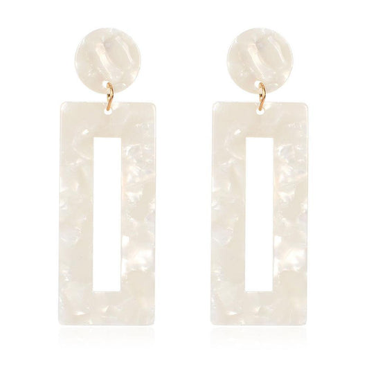 Square Earrings White Acrylic