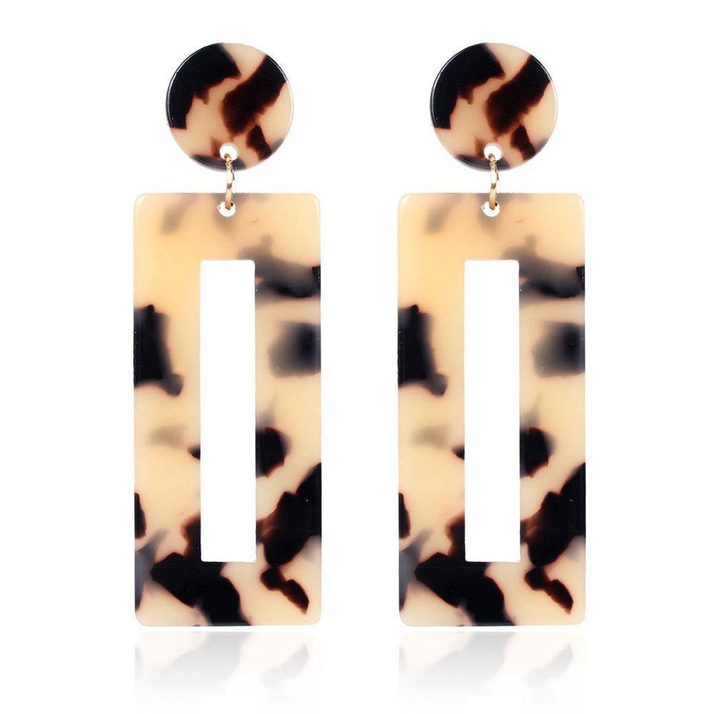 Square Earrings Brown Acrylic