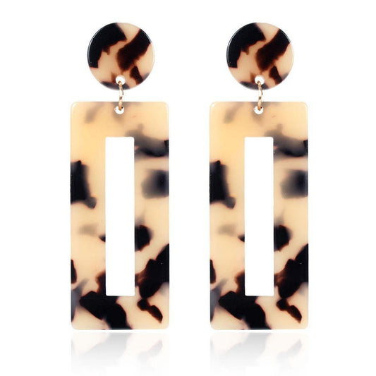 Square Earrings Brown Acrylic