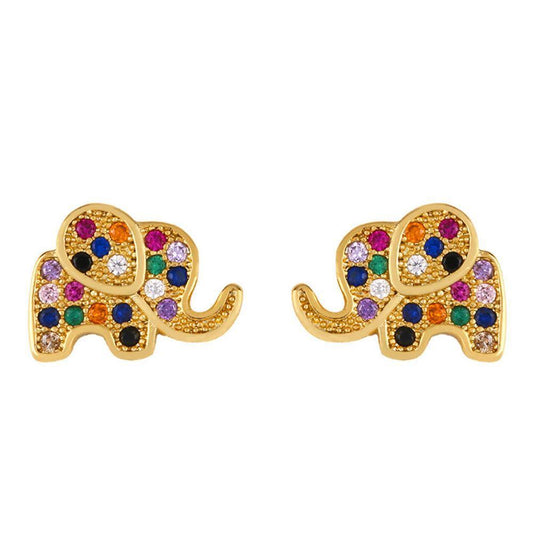 Elephant Earrings Colorful Cooper