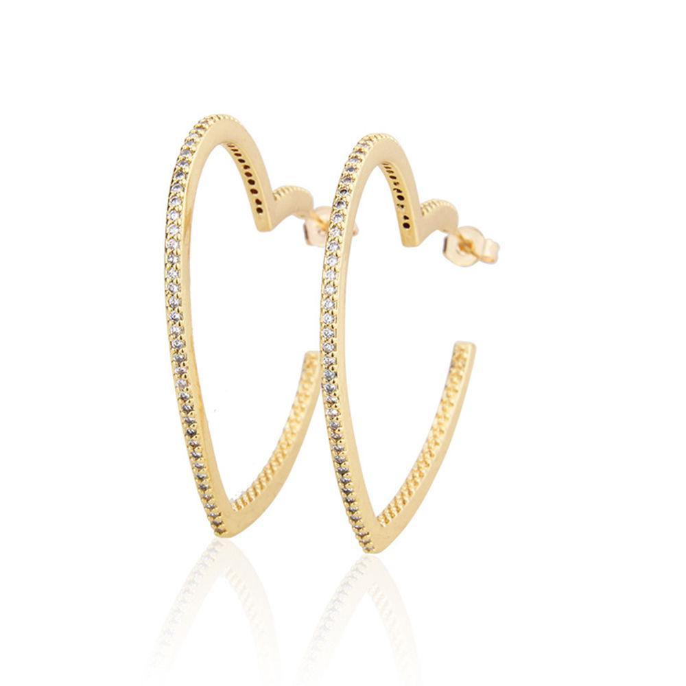 Earrings Heart Shape Copper Zircon