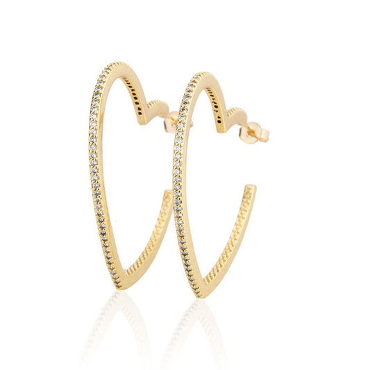 Earrings Heart Shape Copper Zircon