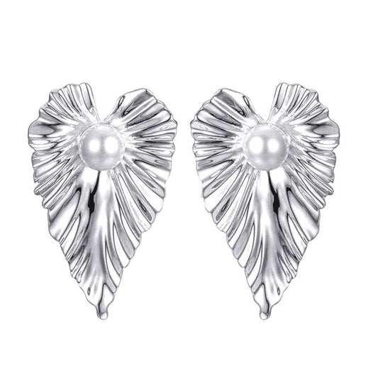 Pearl Earrings Heart Shape Cooper