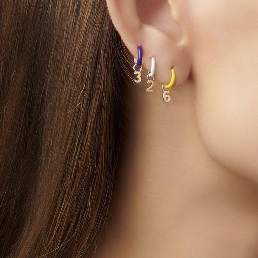 Number Earrings 3 Gold Plated Alloy