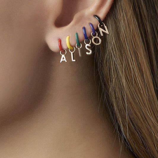 Alphabet A Earrings Gold Plated Alloy