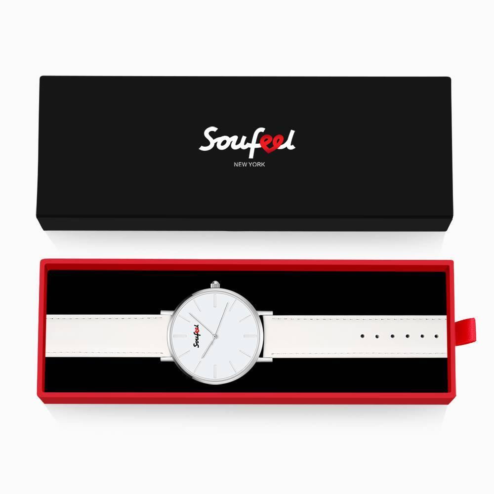 Soufeel Women's Classic Watch White Leather Strap 36mm