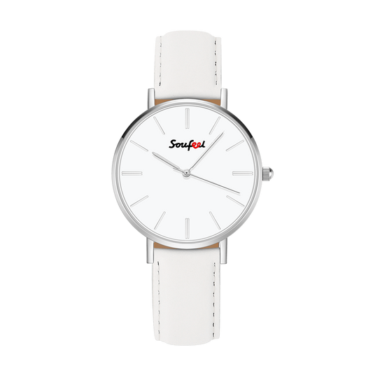 Soufeel Women's Classic Watch White Leather Strap 36mm