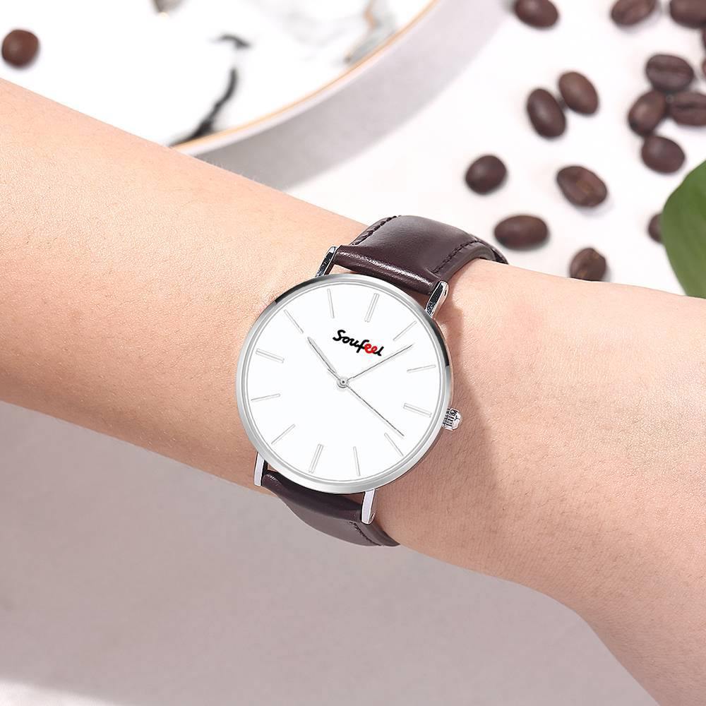Soufeel Women's Classic Watch Brown Leather Strap 36mm