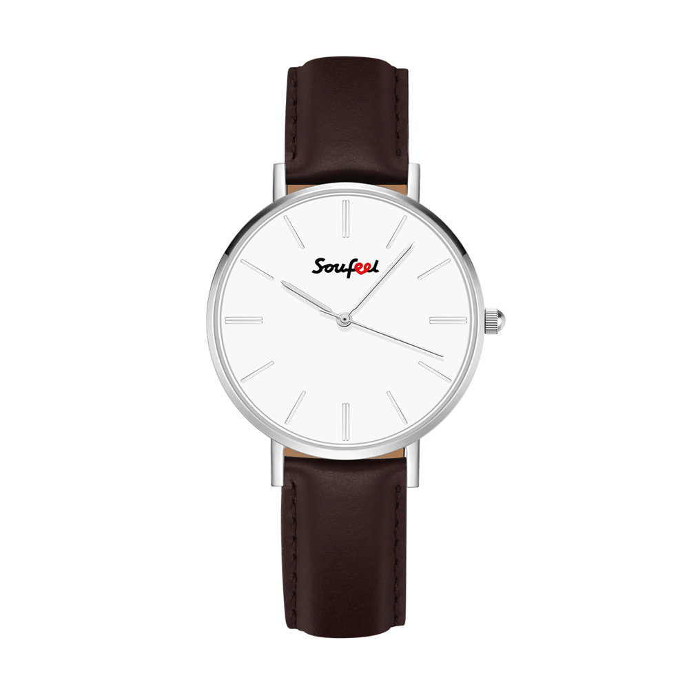 Soufeel Women's Classic Watch Brown Leather Strap 36mm
