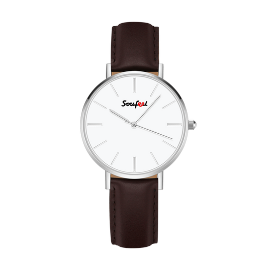 Soufeel Women's Classic Watch Brown Leather Strap 36mm