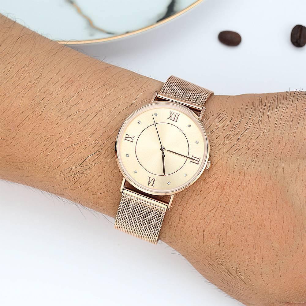 Mesh Bracelet Watch in Stainless Steel Rose Gold - Men's