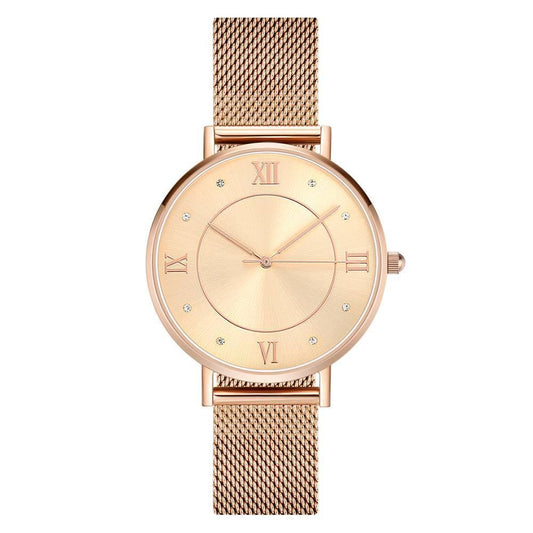 Mesh Bracelet Watch in Stainless Steel Rose Gold - Men's