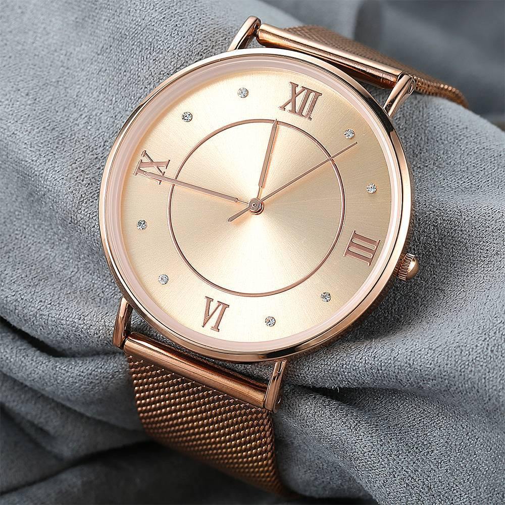 Mesh Bracelet Watch in Stainless Steel Rose Gold - Men's