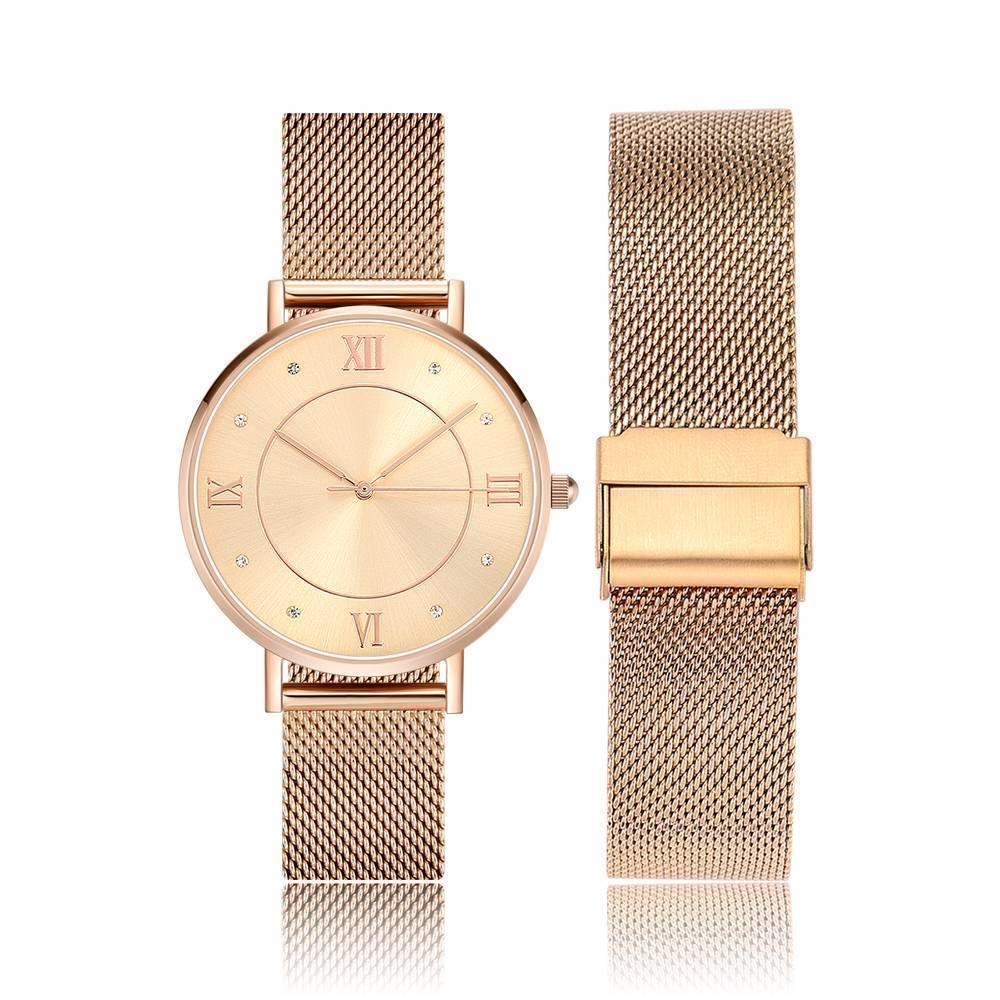 Mesh Bracelet Watch in Stainless Steel Rose Gold - Men's
