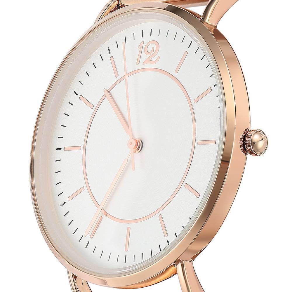 Mesh Bracelet Watch in Stainless Steel Rose Gold Strap and White Dial - Women's