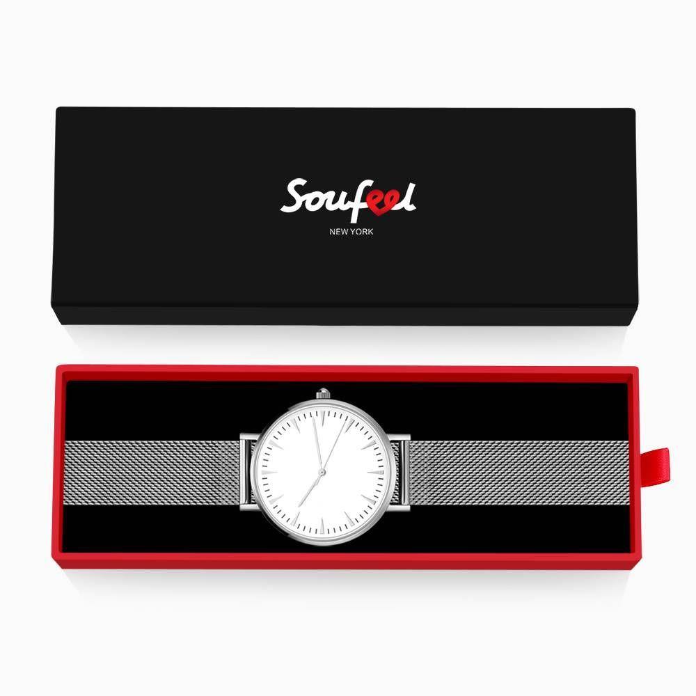 Mesh Bracelet Watch in Stainless Steel Silver Strap and White Dial - Men's