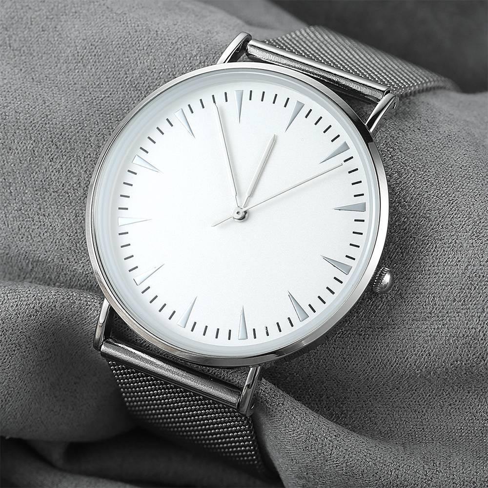 Mesh Bracelet Watch in Stainless Steel Silver Strap and White Dial - Women's